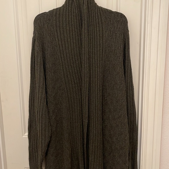Lane Bryant Shawl neck cable knit open front cardigan women’s 26/28 dark green‎ - Picture 5 of 14